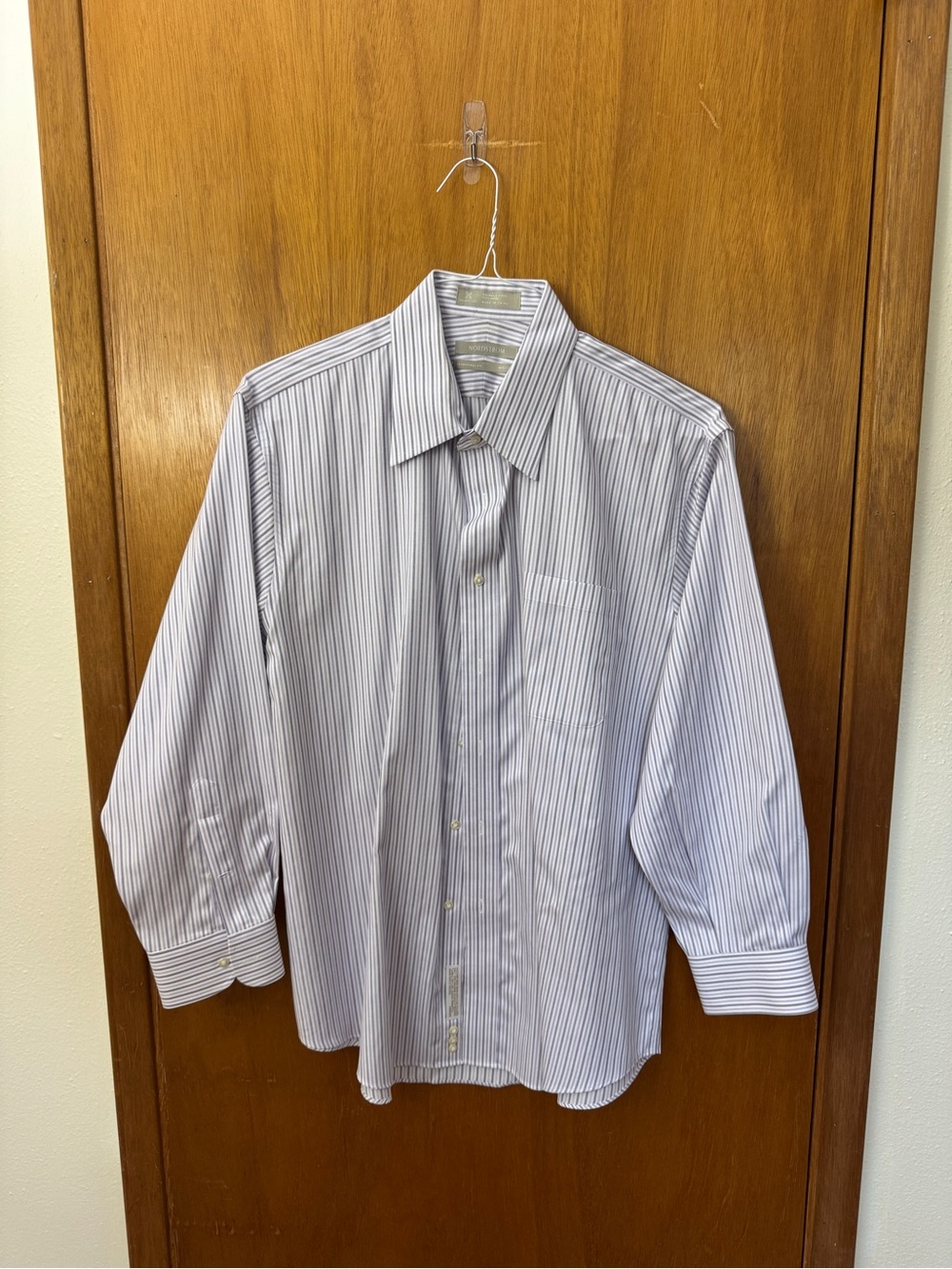 Nordstrom Men's White/Purple Stripe Dress Shirt